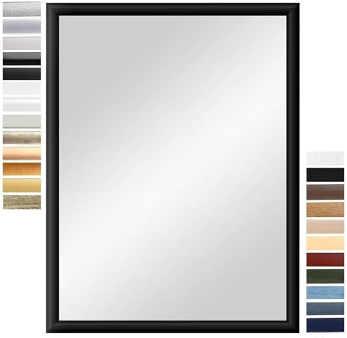 PrimeLuxe Wandspiegel 25 x 70 cm (Außenmaß) in Schwarz matt | Farbe und Größe wählbar | Ganzkörperspiegel | Bad & Flur Spiegel | mit Holz Rahmen | Made IN Germany von PrimeLuxe