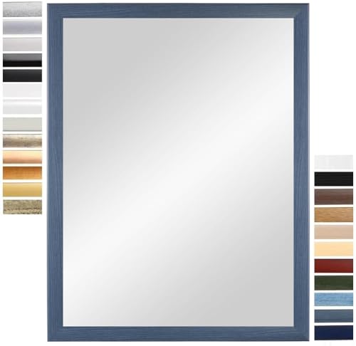 PrimeLuxe Wandspiegel 30 x 49 cm (Außenmaß) in Schiefer-Blau | Farbe und Größe wählbar | Ganzkörperspiegel | Bad & Flur Spiegel | mit Holz Rahmen | Made IN Germany von PrimeLuxe