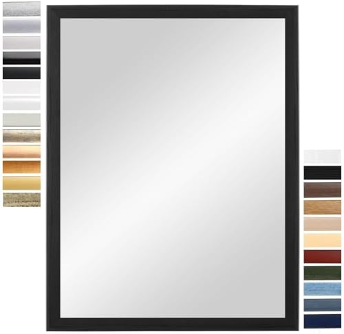 PrimeLuxe Wandspiegel 38 x 58 cm (Außenmaß) in Kiefer-Schwarz | Farbe und Größe wählbar | Ganzkörperspiegel | Bad & Flur Spiegel | mit Holz Rahmen | Made IN Germany von PrimeLuxe