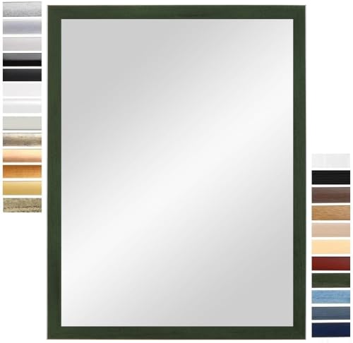 PrimeLuxe Wandspiegel 40 x 50 cm (Außenmaß) in Grün-gewischt | Farbe und Größe wählbar | Ganzkörperspiegel | Bad & Flur Spiegel | mit Holz Rahmen | Made IN Germany von PrimeLuxe