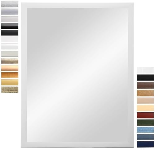 PrimeLuxe Wandspiegel 50 x 140 cm (Außenmaß) in Kiefer-Weiß | Farbe und Größe wählbar | Ganzkörperspiegel | Bad & Flur Spiegel | mit Holz Rahmen | Made IN Germany von PrimeLuxe