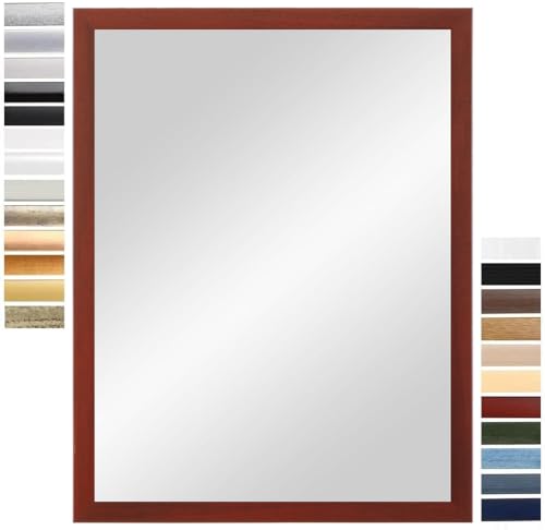 PrimeLuxe Wandspiegel 50 x 70 cm (Außenmaß) in Rot-gewischt | Farbe und Größe wählbar | Ganzkörperspiegel | Bad & Flur Spiegel | mit Holz Rahmen | Made IN Germany von PrimeLuxe