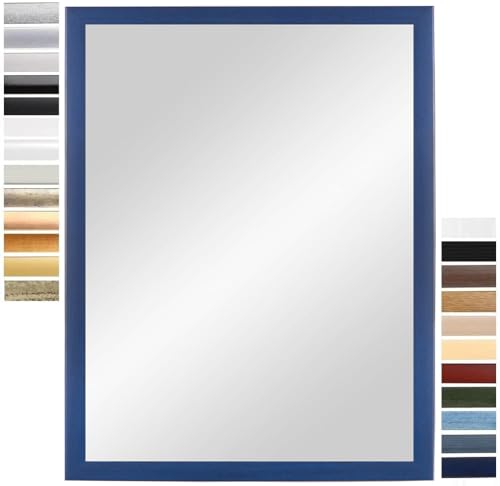 PrimeLuxe Wandspiegel 51 x 66 cm (Außenmaß) in Dunkel-Blau | Farbe und Größe wählbar | Ganzkörperspiegel | Bad & Flur Spiegel | mit Holz Rahmen | Made IN Germany von PrimeLuxe