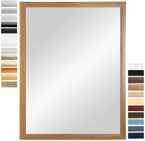 PrimeLuxe Wandspiegel 60 x 100 cm (Außenmaß) in Eiche Rustikal | Farbe und Größe wählbar | Ganzkörperspiegel | Bad & Flur Spiegel | mit Holz Rahmen | Made IN Germany von PrimeLuxe