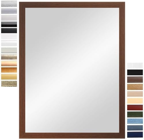 PrimeLuxe Wandspiegel 60 x 70 cm (Außenmaß) in Wenge Braun | Farbe und Größe wählbar | Ganzkörperspiegel | Bad & Flur Spiegel | mit Holz Rahmen | Made IN Germany von PrimeLuxe