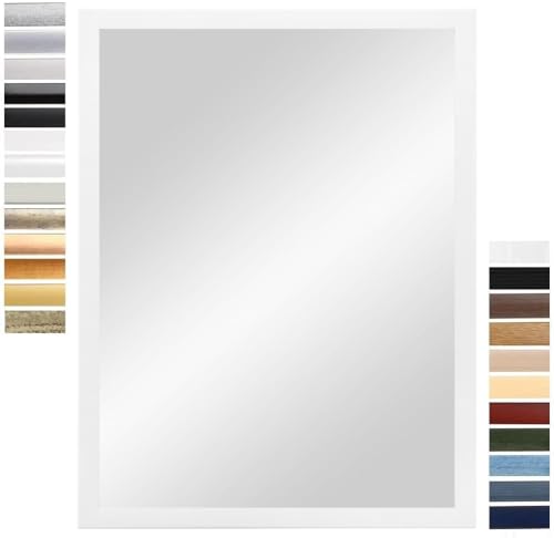 PrimeLuxe Wandspiegel 70 x 120 cm (Außenmaß) in Weiß matt | Farbe und Größe wählbar | Ganzkörperspiegel | Bad & Flur Spiegel | mit Holz Rahmen | Made IN Germany von PrimeLuxe