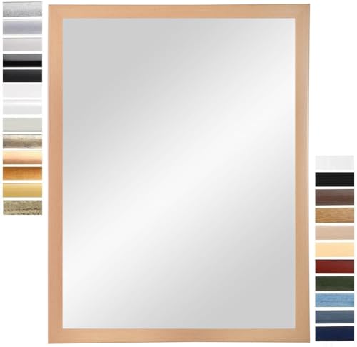 PrimeLuxe Wandspiegel 70 x 80 cm (Außenmaß) in Buche Natur | Farbe und Größe wählbar | Ganzkörperspiegel | Bad & Flur Spiegel | mit Holz Rahmen | Made IN Germany von PrimeLuxe