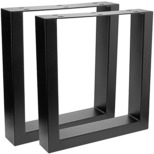 PrimeMatik - Beine für Kleiner Tisch rechteckig aus Stahl 400 x 80 x 430 mm 2-Pack, Röhren 80 x 40 mm von PrimeMatik