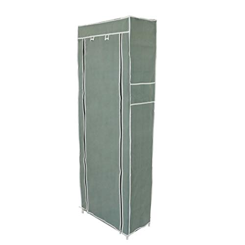 PrimeMatik - Garderobe und Schuhe Stoffschrank Faltschrank Kleiderschrank 60 x 30 x 160 cm grau mit Rolltore von PrimeMatik