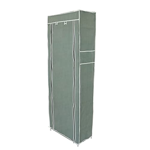 PrimeMatik - Garderobe und Schuhe Stoffschrank Faltschrank Kleiderschrank 60 x 30 x 160 cm grau mit Rolltore von PrimeMatik