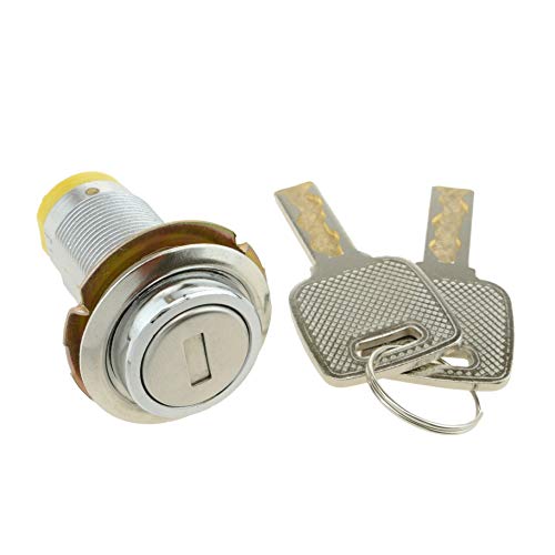 PrimeMatik - Nockenschloss Hebelschloss 37mm x M18 mit Wohnung Schlüssel mit gelbern Schalter von PrimeMatik