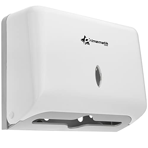 PrimeMatik - Papiertuchspender für hygienische Einzeltuchentnahme. Toilettenpapierhalter Handtuchspender in Weiss 268x103x204mm von PrimeMatik