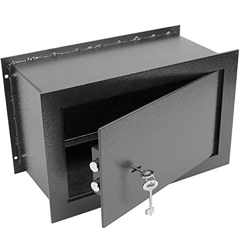 PrimeMatik - Versenkt Wandtresor Stahl mit Schlüssel Mauertresor Möbeltresor Wandeinbautresor 40x20x25cm schwarz von PrimeMatik