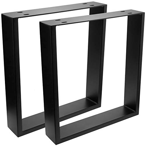 PrimeMatik - Beine für Kleiner Tisch rechteckig aus Stahl 400 x 80 x 430 mm 2-Pack, Röhren 80 x 20 mm von PrimeMatik