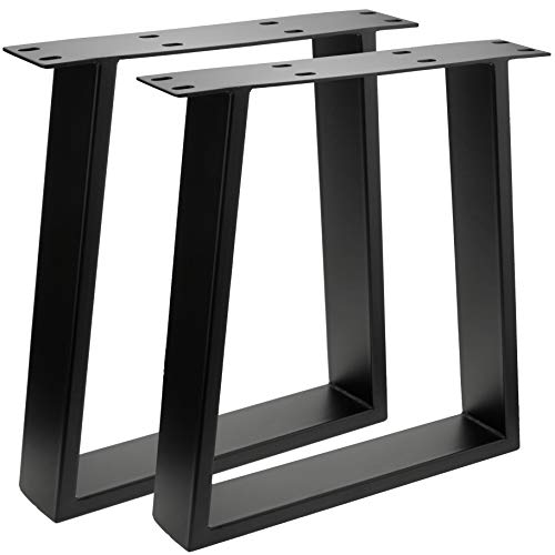 PrimeMatik Tisch- und Hockerfüße, rechteckig, aus Stahl, Schwarz, 400 x 80 x 430 mm, 2-Pack (IP029) von PrimeMatik