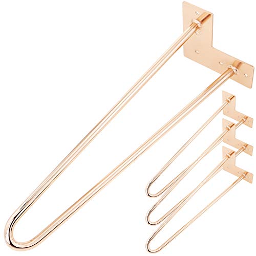 Tisch- und Möbelfüße aus Stahl 2 Stangen 41 cm Kupfer 4-Pack (IN54) von PrimeMatik