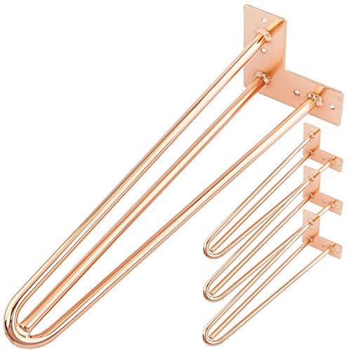 Tisch- und Möbelfüße aus Stahl 3 Stangen 41 cm Kupfer 4-Pack (IN59) von PrimeMatik