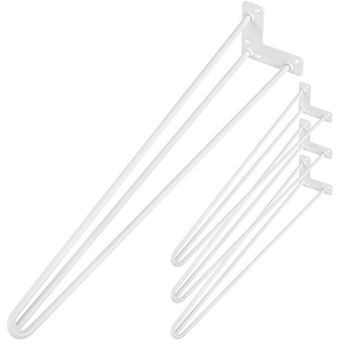 Tisch- und Möbelfüße aus Stahl 3 Stangen 71 cm weiß 4-Pack (IN97) von PrimeMatik