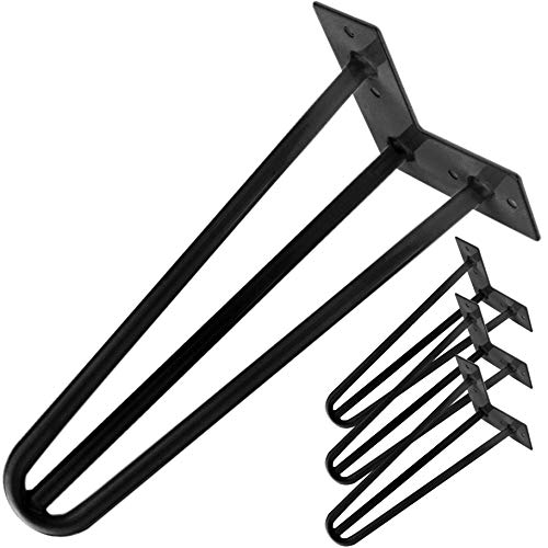 Tischfüße und Möbelfüße aus Stahl 3 Stangen 41 cm schwarz 4-pack (IN58) von PrimeMatik