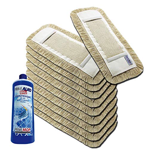 Bodenwischer Profi Wischmopp 40 cm aus Baumwolle 10 x und Gratis Reiniger von PrimeMop