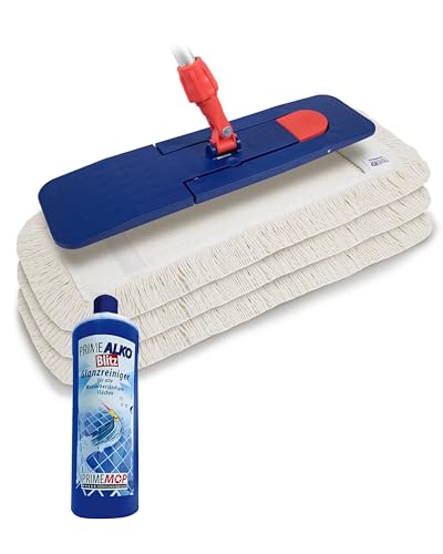 WISCHMOP SET 6 IN 1 WISCHMOPP BODENWISCHER KLAPPHALTER MOPPHALTER TELESKOPSTIEL (40 Zentimeter, Wischmop Set Standard) von PrimeMop