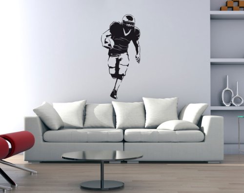 PrimeStick Wandtattoo Wandaufkleber American Football #186B schwarz 42x90cm (RAL9005) von PrimeStick