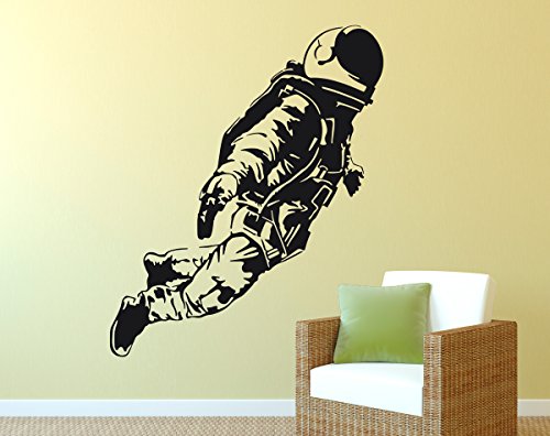 PrimeStick Wandtattoo Wandaufkleber Astronaut #201A schwarz 59x71cm (RAL9005) von PrimeStick