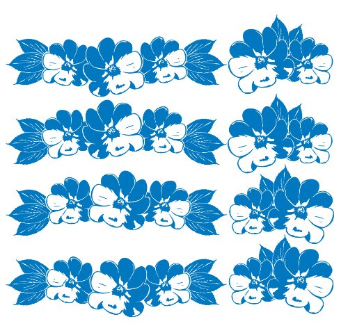 PrimeStick Wandtattoo Wandaufkleber Blumen-Ranke als Endlos-Bordüre oder Ranke #133 4er Set 140cm x 8cm blau von PrimeStick