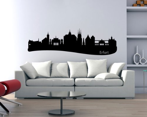 PrimeStick Wandtattoo Wandaufkleber Erfurt Skyline mit Sehenswürdigkeiten #140B rot 250cm x 74cm von PrimeStick