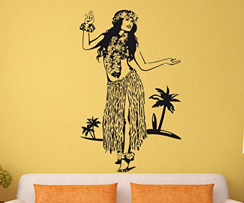 PrimeStick Wandtattoo Wandaufkleber Hula Tänzerin Hawaii #196A schwarz 60x96cm (RAL9005) von PrimeStick