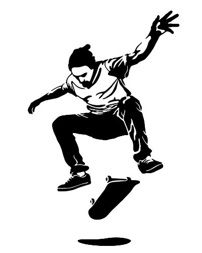 PrimeStick Wandtattoo Wandaufkleber Skater #118A schwarz 60cm x 93cm (RAL9005) von PrimeStick