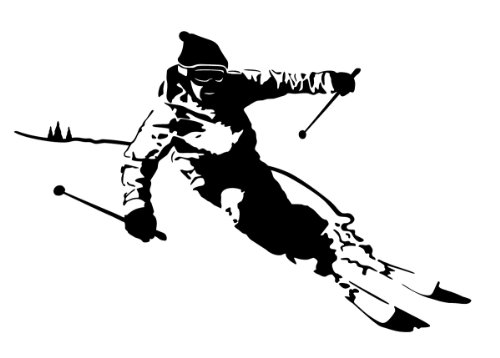 PrimeStick Wandtattoo Wandaufkleber Skifahrer Alpin #94B schwarz 137cm x 90cm von PrimeStick