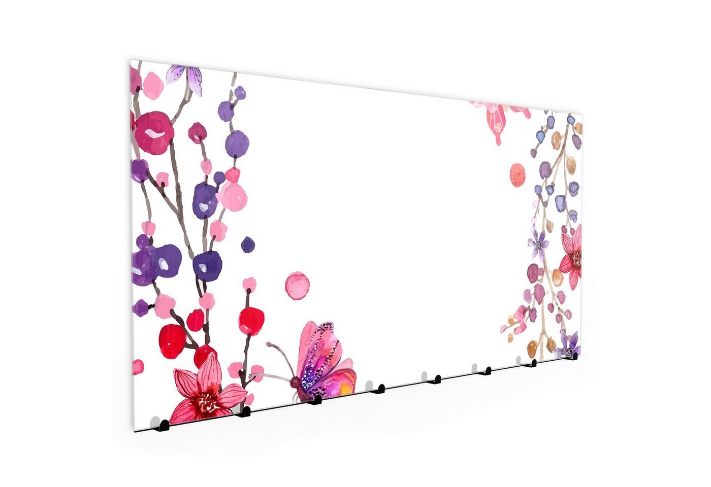 Primedeco Garderobenpaneel Magnetwand und Memoboard aus Glas Aquarell Blumen von Primedeco