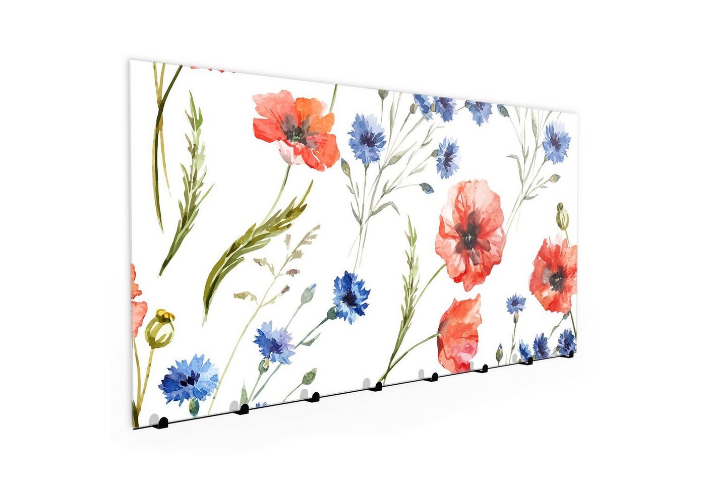 Primedeco Garderobenpaneel Magnetwand und Memoboard aus Glas Aquarell Muster Blüten von Primedeco