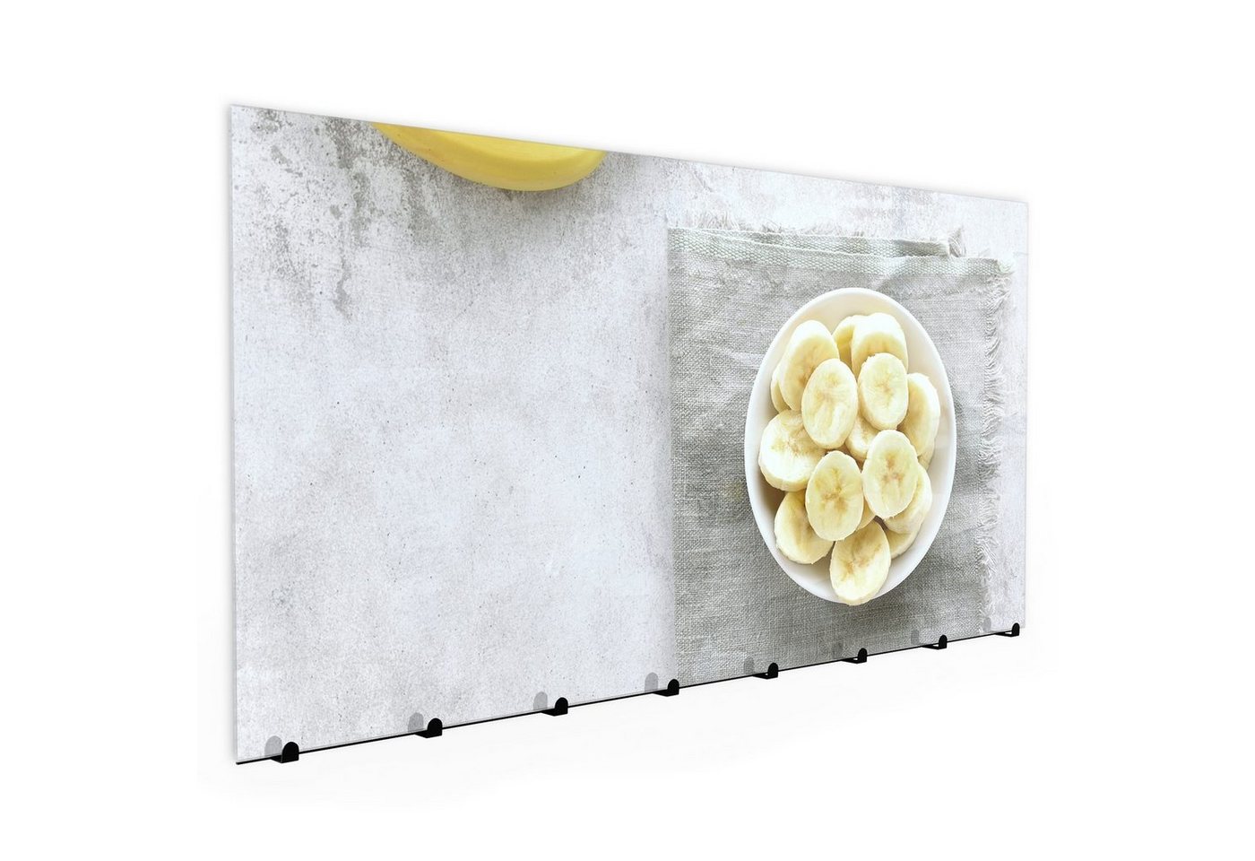 Primedeco Garderobenpaneel Magnetwand und Memoboard aus Glas Bananen in Schale auf Tisch von Primedeco