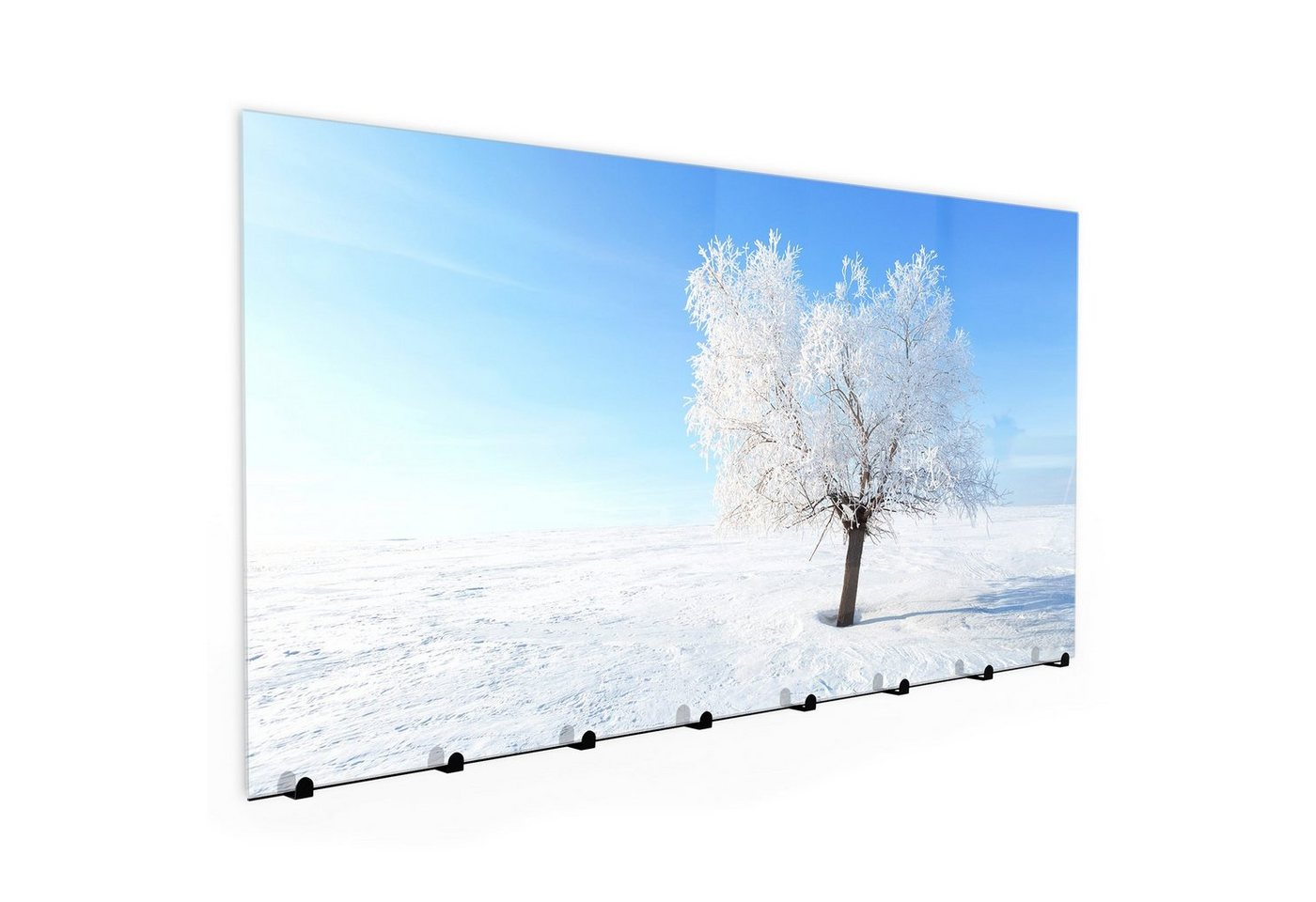 Primedeco Garderobenpaneel Magnetwand und Memoboard aus Glas Baum in Winterlandschaft von Primedeco