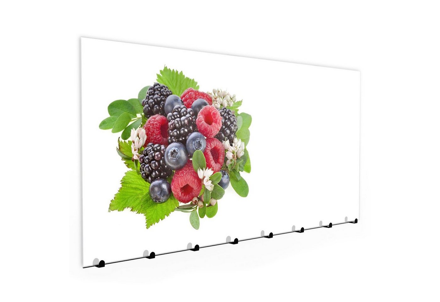Primedeco Garderobenpaneel Magnetwand und Memoboard aus Glas Beeren mit Blumen von Primedeco