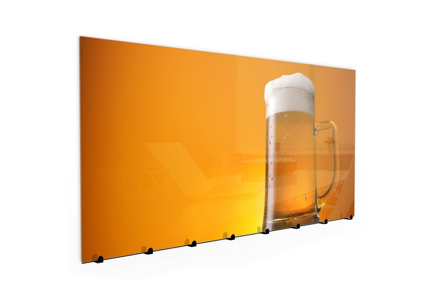 Primedeco Garderobenpaneel Magnetwand und Memoboard aus Glas Bierglas mit Schaum von Primedeco
