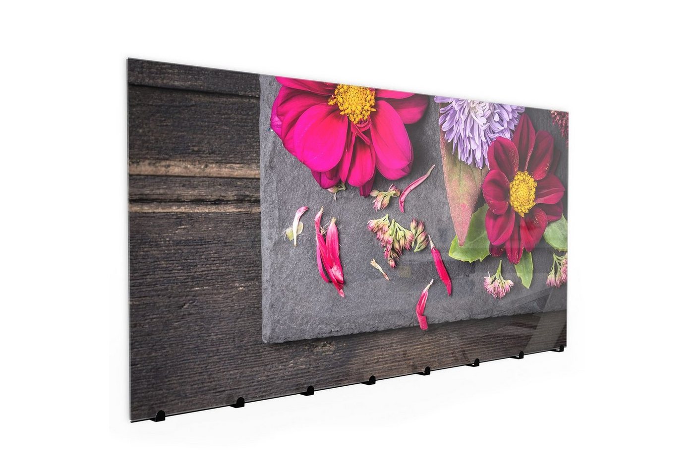 Primedeco Garderobenpaneel Magnetwand und Memoboard aus Glas Blumen auf Platte von Primedeco