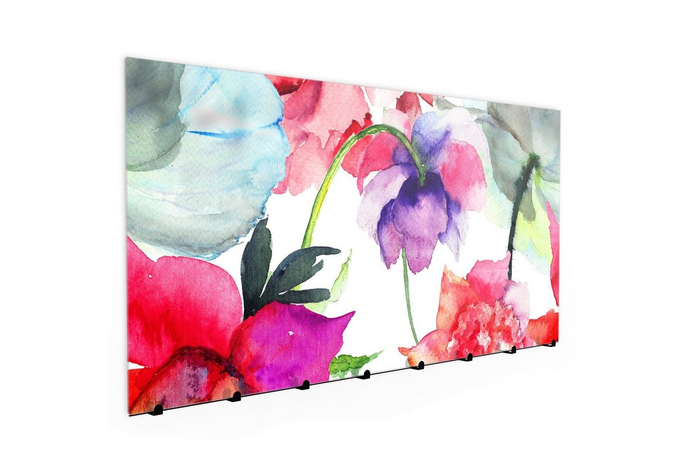 Primedeco Garderobenpaneel Magnetwand und Memoboard aus Glas Bunte Blumen von Primedeco