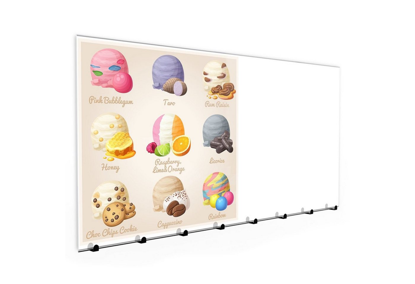 Primedeco Garderobenpaneel Magnetwand und Memoboard aus Glas Eiskugeln mit Obst von Primedeco