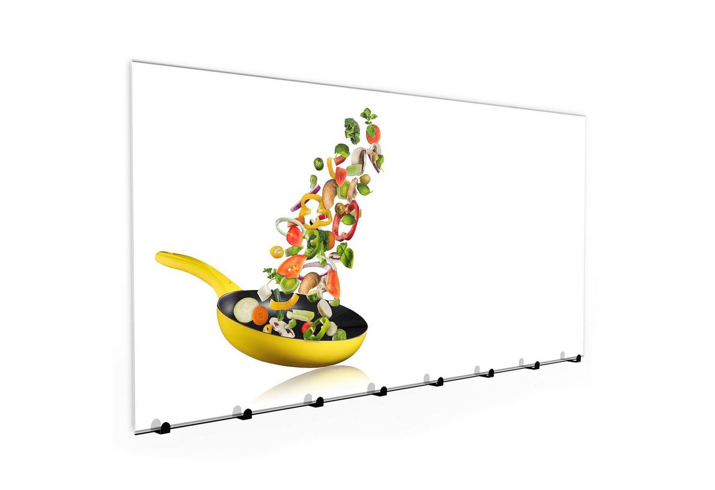 Primedeco Garderobenpaneel Magnetwand und Memoboard aus Glas Gemüse aus Pfanne von Primedeco