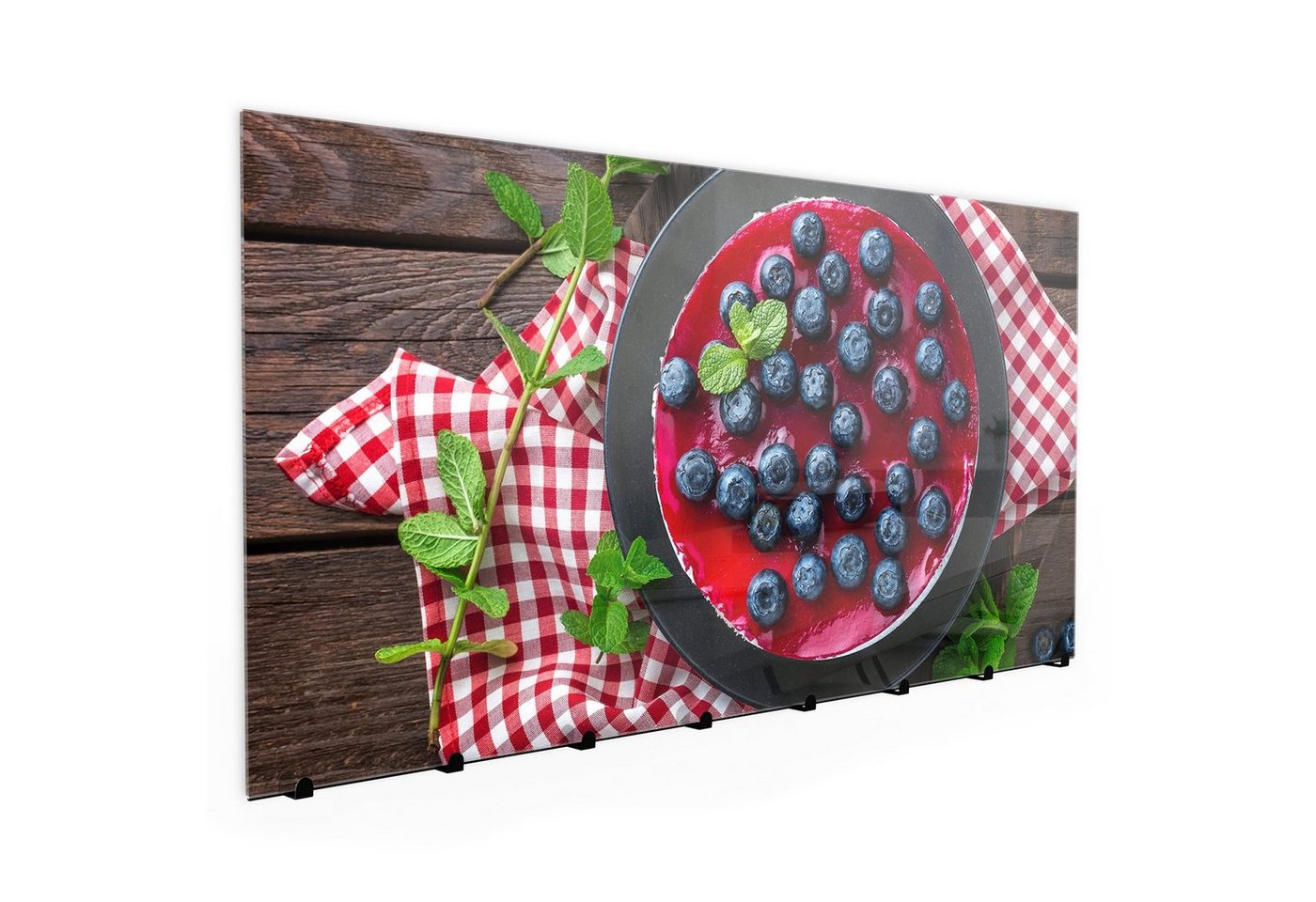Primedeco Garderobenpaneel Magnetwand und Memoboard aus Glas Heidelbeeren auf Teller von Primedeco