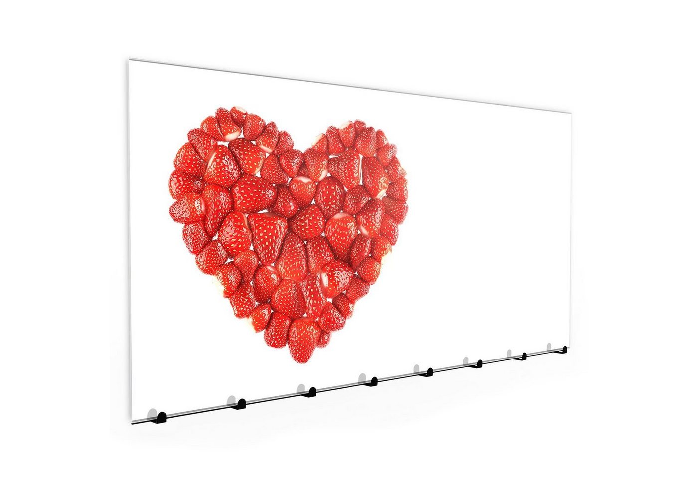 Primedeco Garderobenpaneel Magnetwand und Memoboard aus Glas Herz aus Erdbeeren von Primedeco