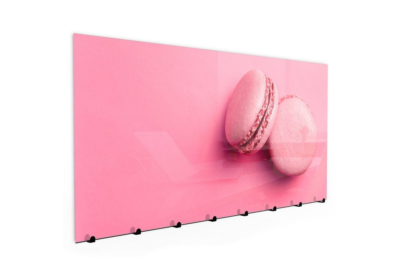 Primedeco Garderobenpaneel Magnetwand und Memoboard aus Glas Kekse auf Pinkem Hintergrund von Primedeco