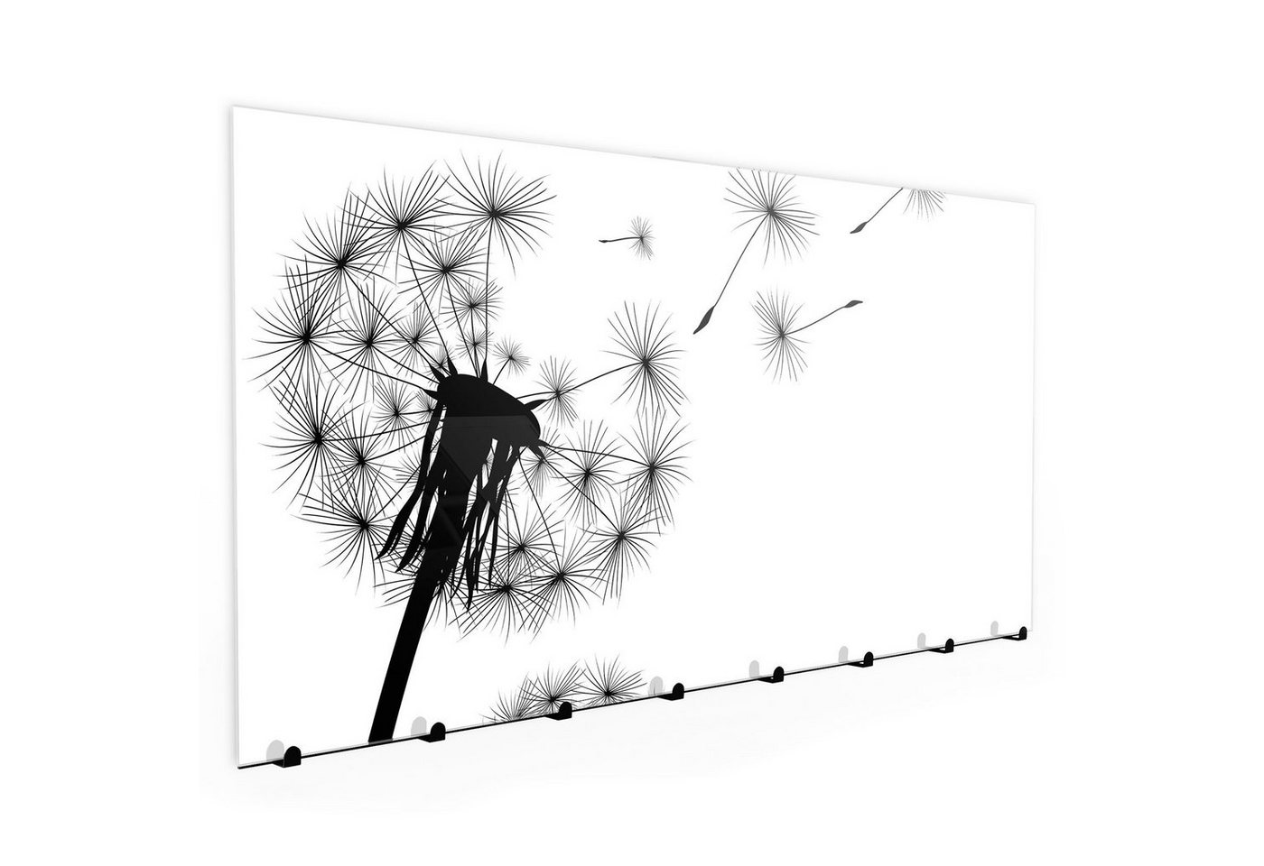 Primedeco Garderobenpaneel Magnetwand und Memoboard aus Glas Löwenzahn Silhouette von Primedeco