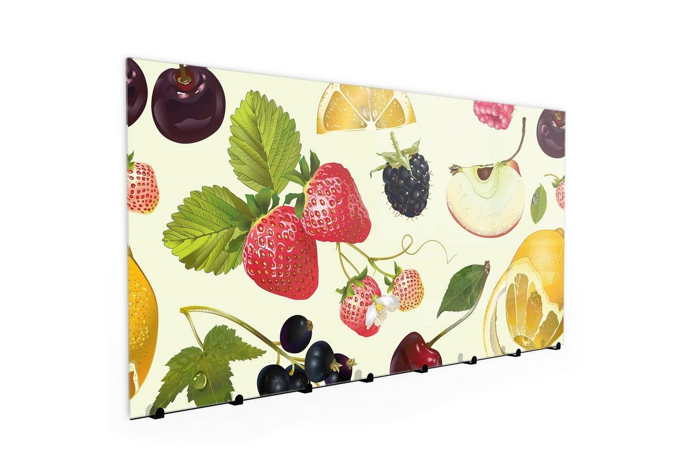 Primedeco Garderobenpaneel Magnetwand und Memoboard aus Glas Muster aus Obst von Primedeco