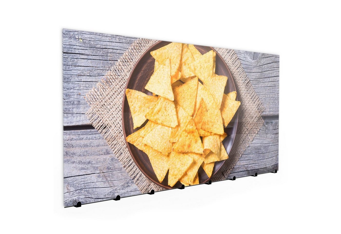 Primedeco Garderobenpaneel Magnetwand und Memoboard aus Glas Nachos auf Teller von Primedeco