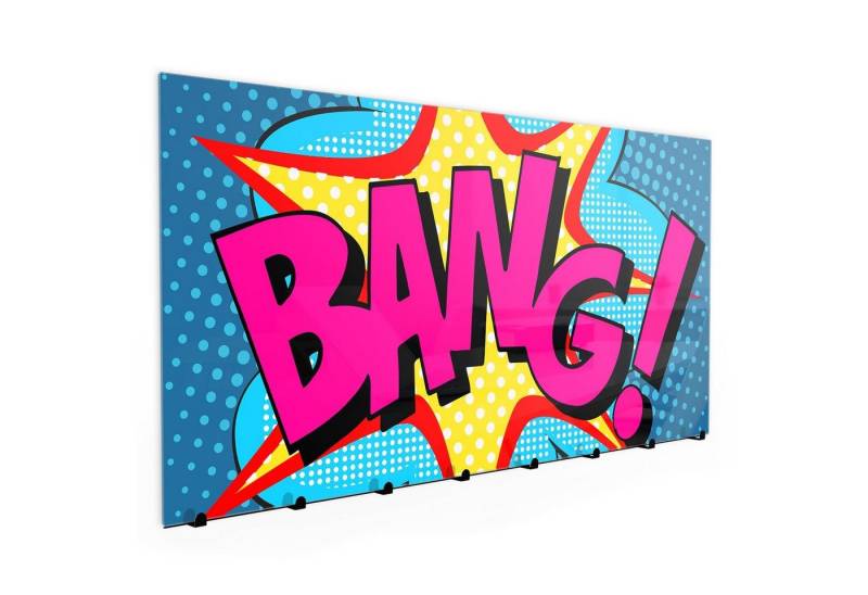 Primedeco Garderobenpaneel Magnetwand und Memoboard aus Glas Text Bang im Comic Stiel von Primedeco