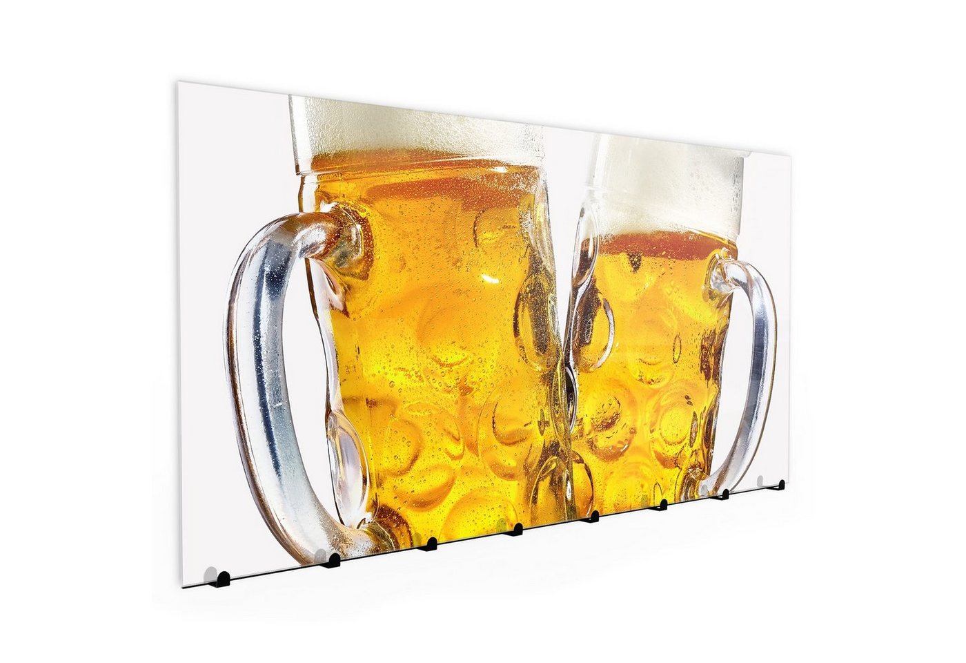 Primedeco Garderobenpaneel Magnetwand und Memoboard aus Glas Toastende Biergläser von Primedeco
